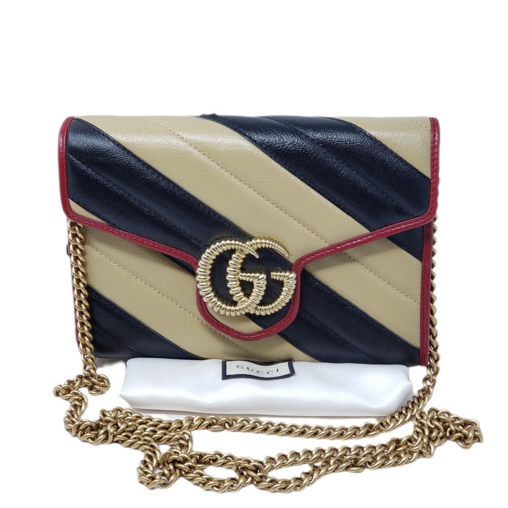 Gucci Marmont Bicolor Wallet onChain Crossbody Bag - Picture 1 of 14
